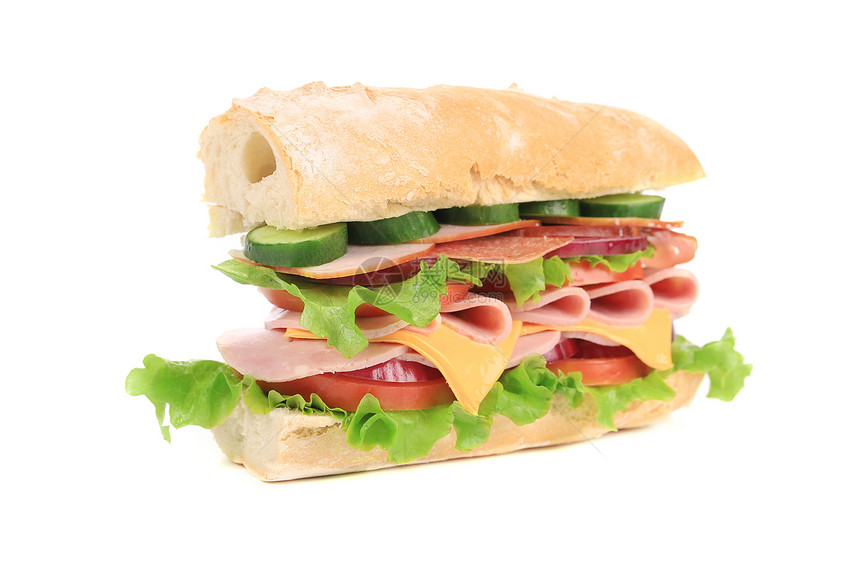 新鲜三明治加火腿和蔬菜图片