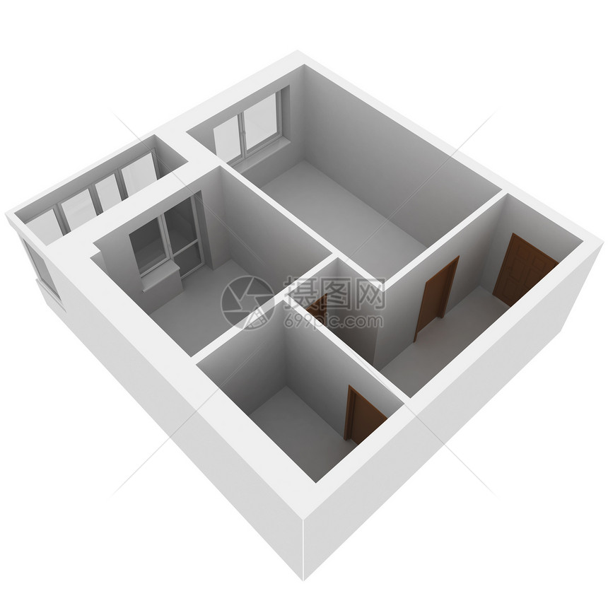 3D公寓计划天线建筑插图财产建筑学地面公寓蓝图卧室窗户图片