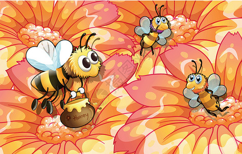 飞行蜂蜜收集蜂蜜的蜜蜂插画