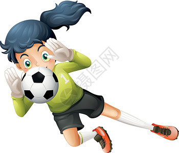 足球精神一个女孩在追足球球插画