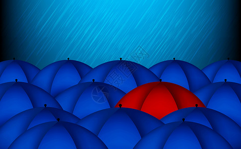 红伞蓝色配饰天气红色团体插图背景图片