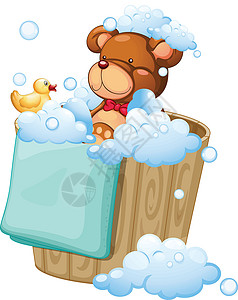洗澡桶熊在洗澡设计图片