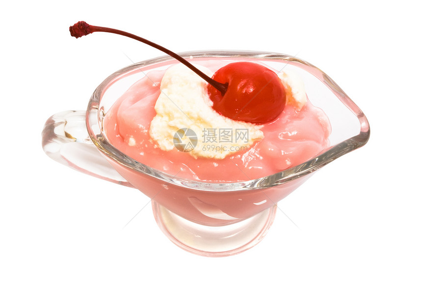 甜点加樱桃粉色气泡水果茶点香草派对红色冰淇淋玻璃奶油图片