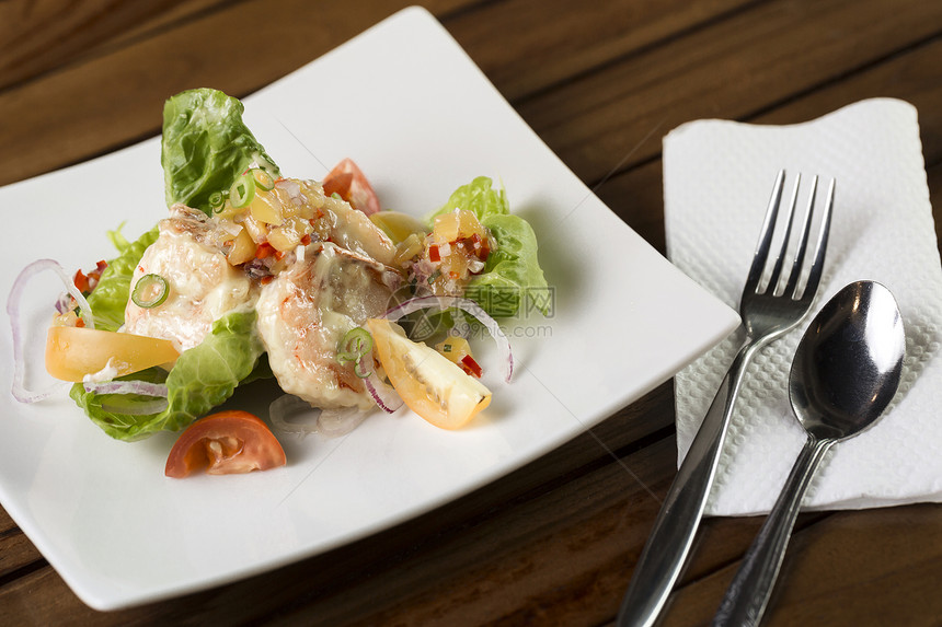 Cream 虾虾午餐奶油奶油状起动机海鲜烹饪盘子小吃健康沙拉图片