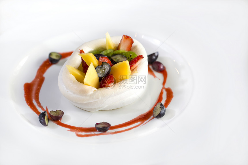 混合水果甜点小屋奶油美食蛋糕小吃饮食盘子营养酸奶食物图片
