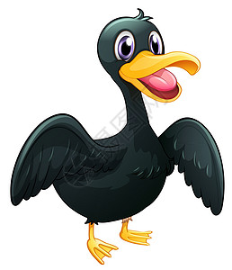 五香黑鸭翅黑鸭黄色翅膀脖子黑色两条腿白色肩膀小腿卡通片动物插画