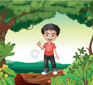 天生三桥风景天生的男孩植物群木头男生红色卡通片天空风景情绪全裤木材设计图片