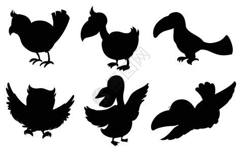 母鸡剪影素材鸟儿休月光生物黑色涂鸦飞行绘画剪影线条动物艺术家素描设计图片