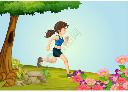 半蓬草一个女孩在跑设计图片