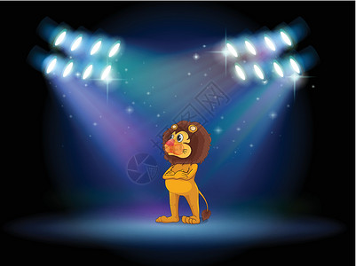 一只狮子站在舞台中间的狮子背景图片