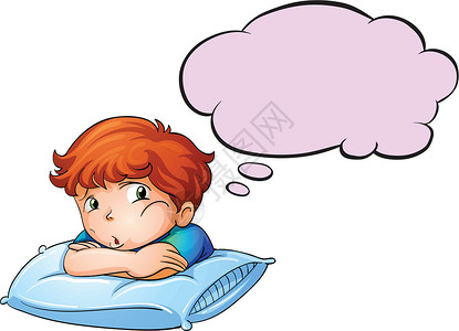 软垫一个小男孩靠在枕头上 空荡荡的打呼喊插画