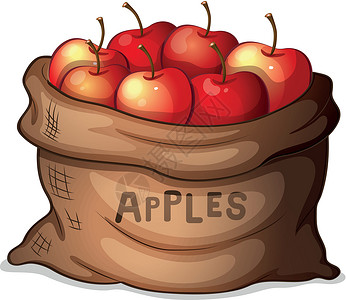 一袋水果一袋苹果种植园收成植物紧缩菜市场收获市场剪贴农场团体插画
