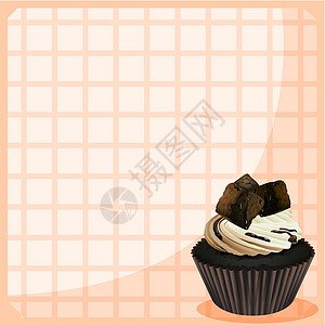 一个带巧克力蛋糕的文具背景图片