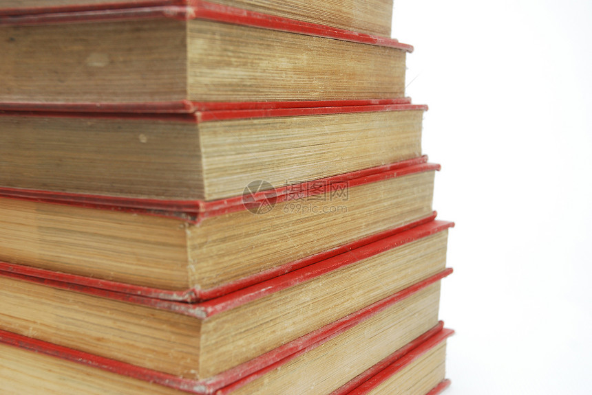白色背景上的堆红色书古董学习文学大学历史教育插图训练学生学校图片