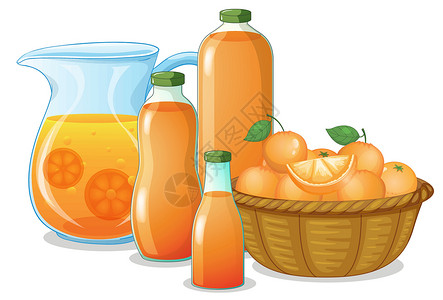 橘子和果汁果汁饮料插画