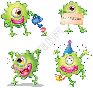 生日趴体绿色独眼怪物的活动 绿色单眼怪体的活动设计图片