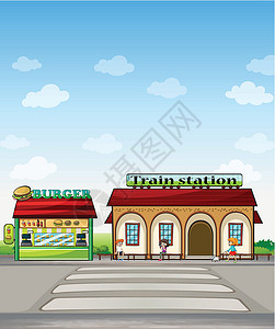 一个汉堡交叉口和一个火车站设计图片