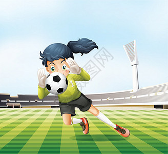 女球员接球足球比赛设计图片