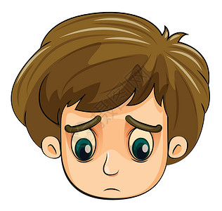 捏脸男孩一个悲伤的年轻男孩的头头插画