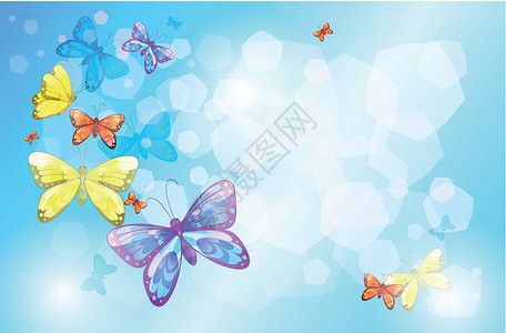 一份有多彩蝴蝶的特写纸背景图片
