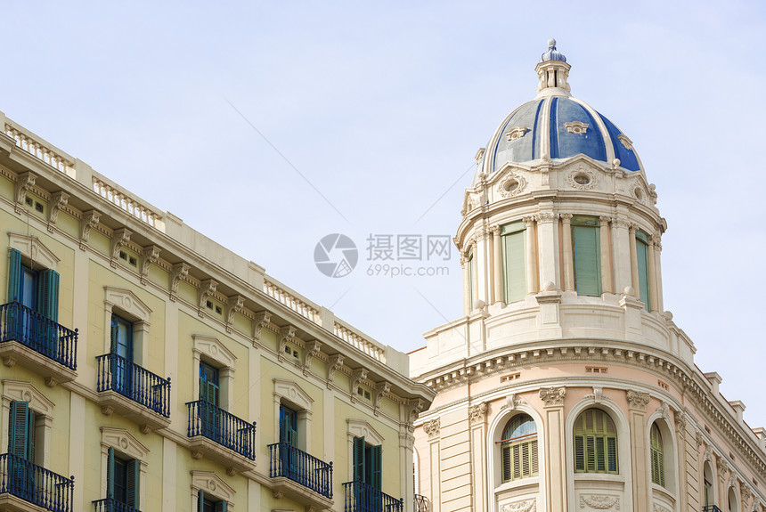 位于西班牙巴塞罗那的大楼城市旅行房子建筑学目的地场景图片