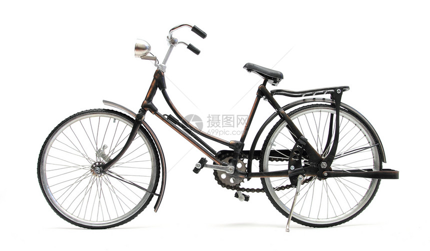 旧自行车车轮金属古董黑色白色运输乡村把手图片