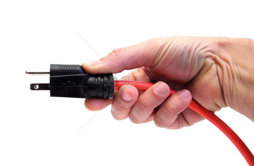 插入电线金属白色电压插头电气导体力量塑料绳索黑色图片