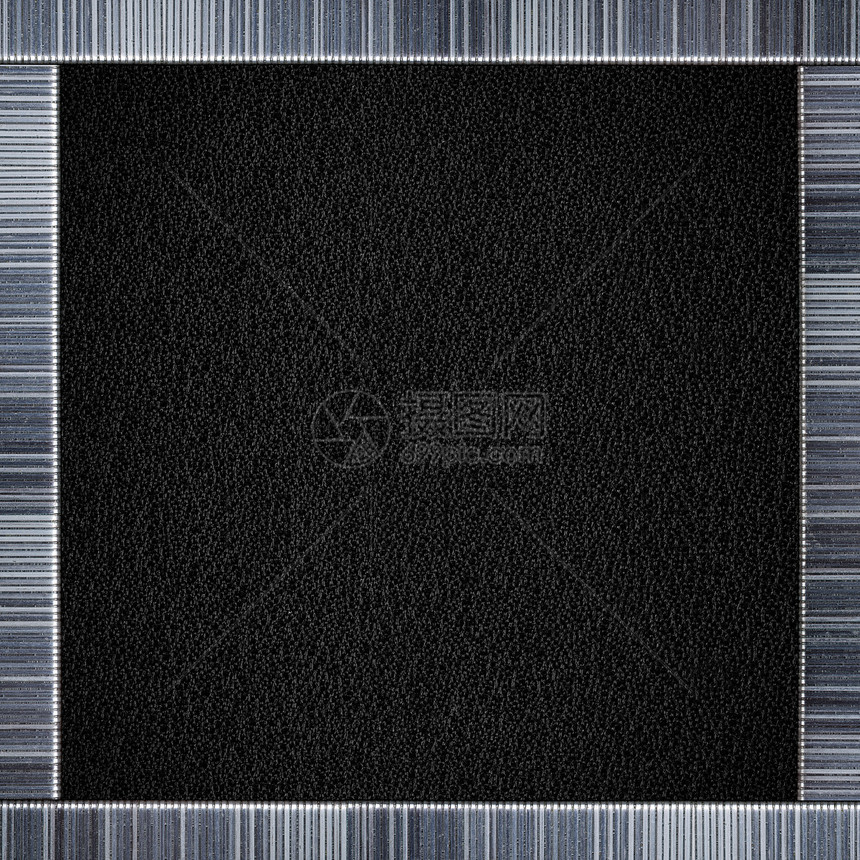 黑色皮黑背景粒状桌子床单框架皮革边界盘子金属灰色粮食图片