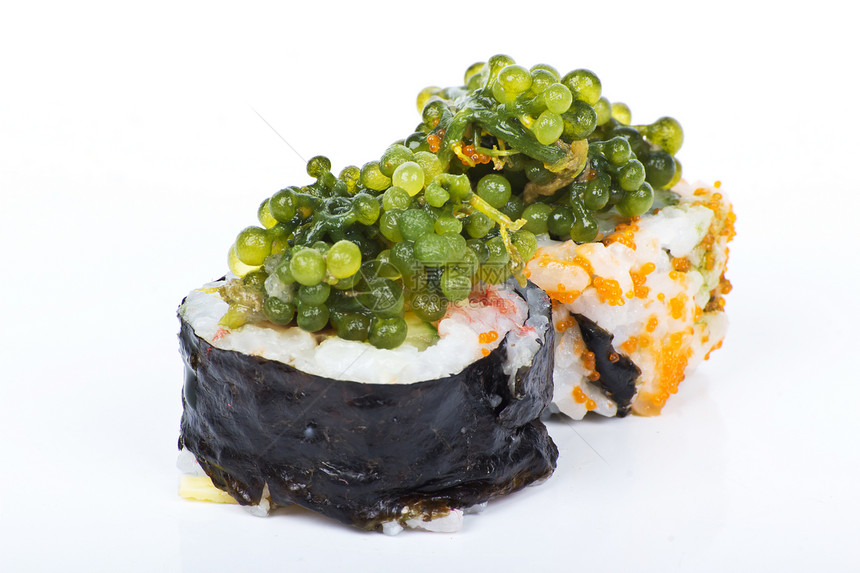 葡萄和海藻沙司海藻胡椒餐厅美味书市鱼子寿司美食异国午餐图片
