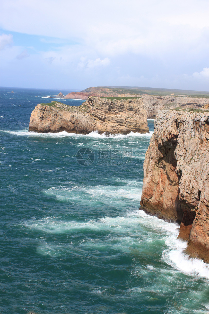 葡萄牙阿尔加韦海洋悬崖旅行波浪岩石海角海岸线风景海岸旅游图片