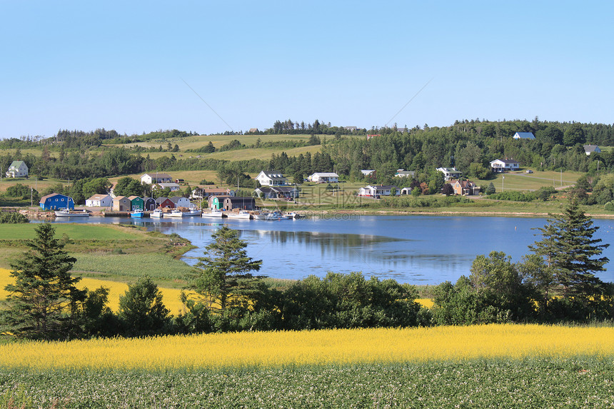 P E I 夏季风景港口海事旅游旅行农场渔业植被村庄沿海房屋图片