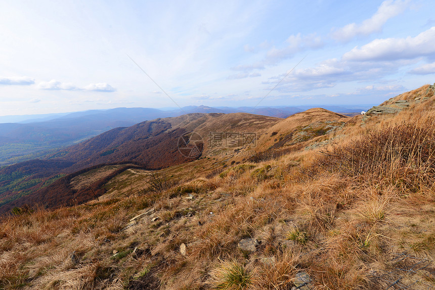 Bieszczady山脉旅游森林荒野地形草地环境岩石风景床单高山图片