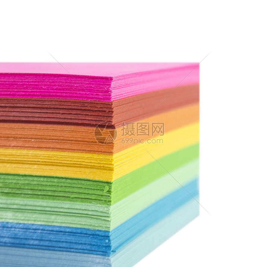 彩色纸张库存印刷样品办公室彩虹床单补给品工艺光谱折纸图片