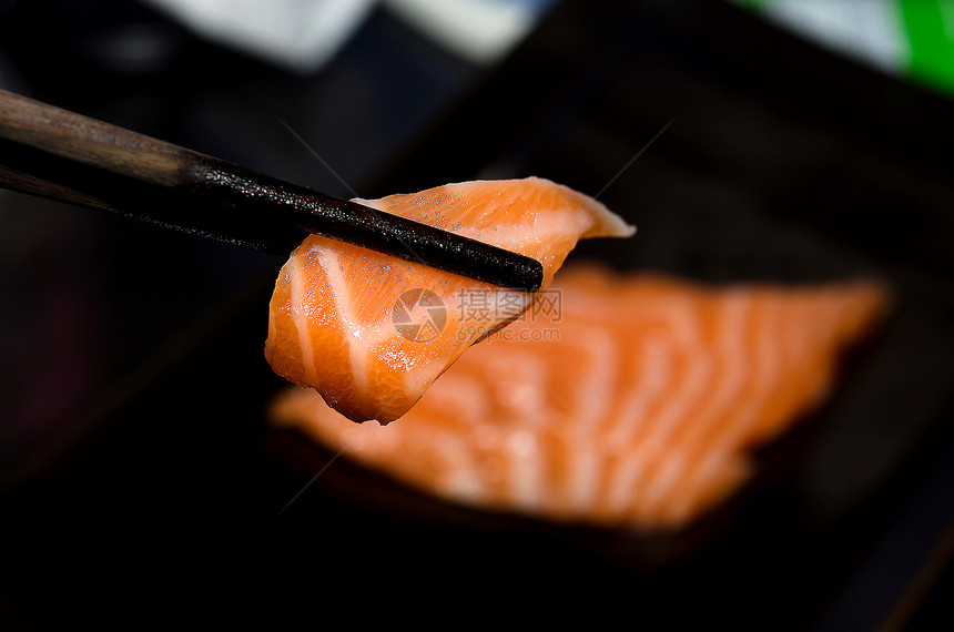 新鲜鲑鱼美食宏观海鲜白色红色橙子鱼片牛扒食物图片