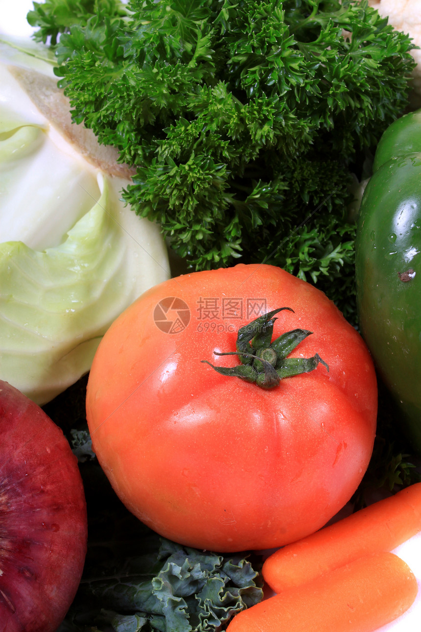 绿色的葡萄或樱桃番茄展示健康红色白菜食物香菜多叶营养饮食市场图片