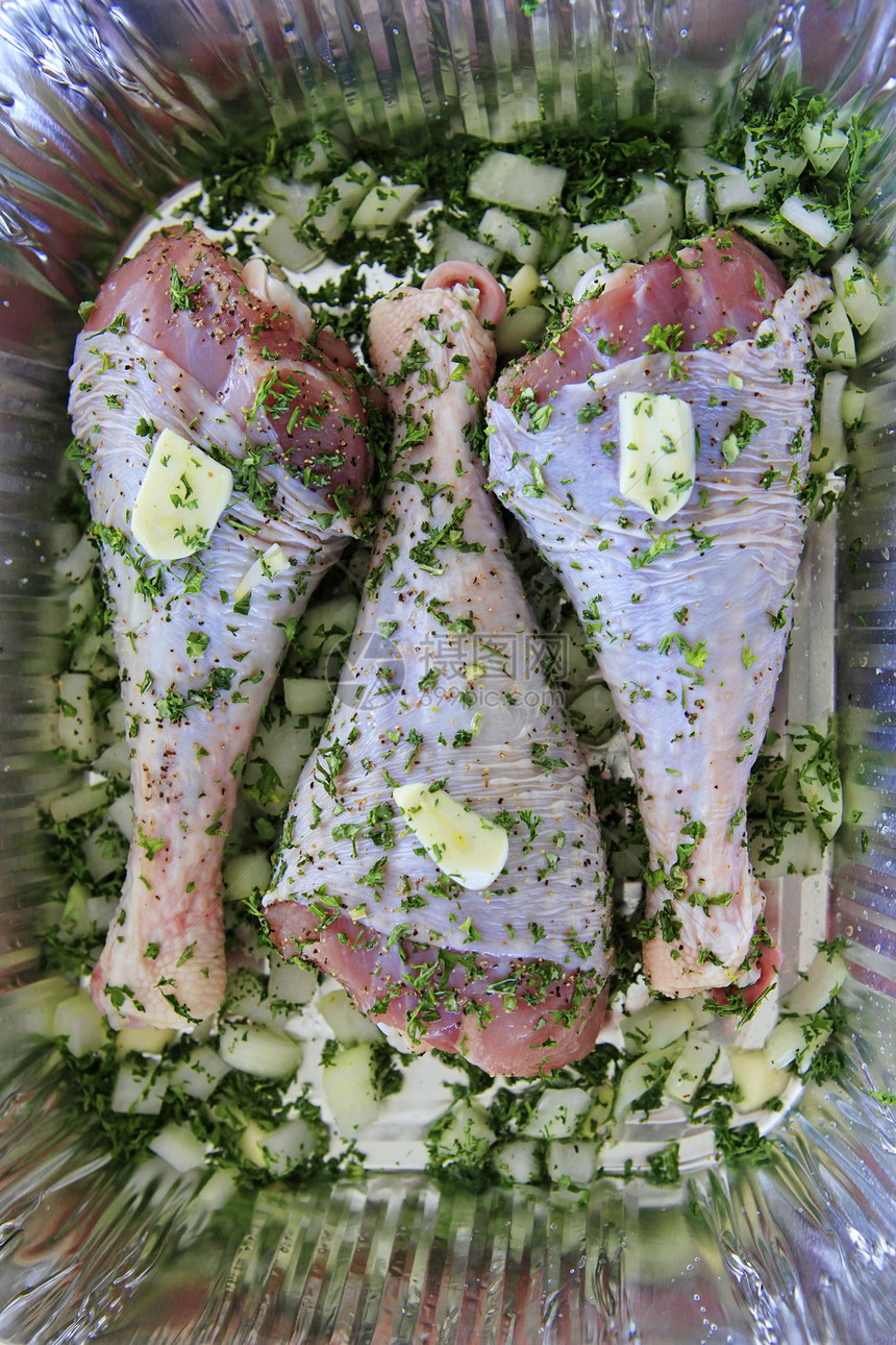 土耳其大腿香菜生肉倾斜营养迷迭香食品壁球肉类火鸡柜台图片