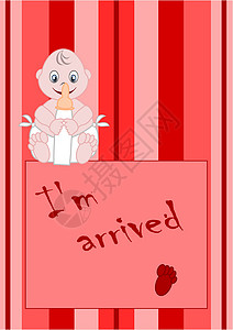 婴儿女婴展示按钮女孩生日快乐卡片淋浴庆典涂鸦插图背景图片