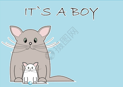 喵星人拥抱美图是个男孩子孩子儿子公告爪子幸福哺乳动物卡片庆典动物男生设计图片