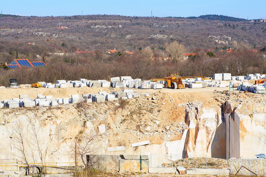 Marble 采石业生产工厂机械露天推土机地区理石工业运输货车图片