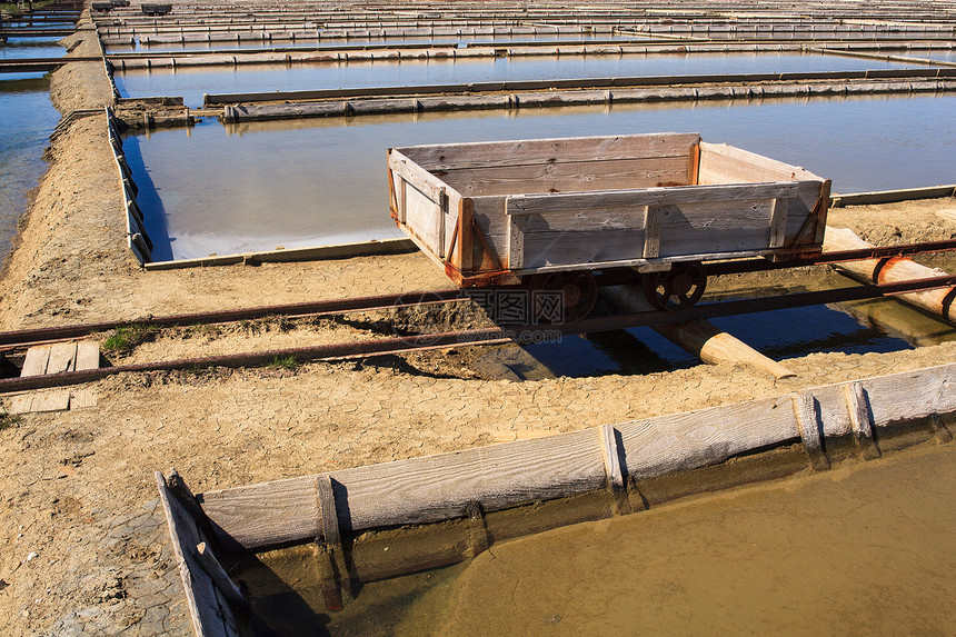 Secovlje盐蒸发池视图工具海水铁路海洋蒸发池地面地球场地盐水图片