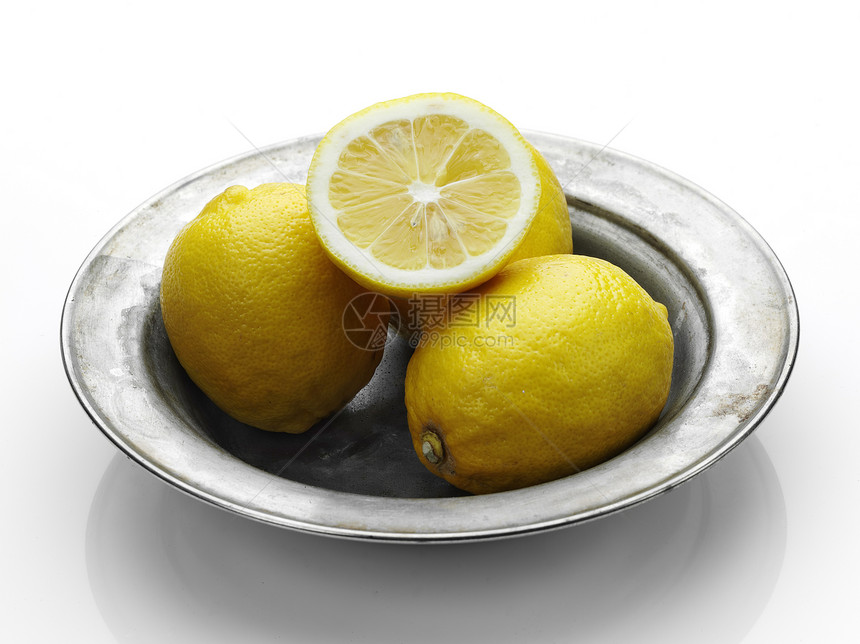 柠檬水果黄色白色盘子食物桌子图片