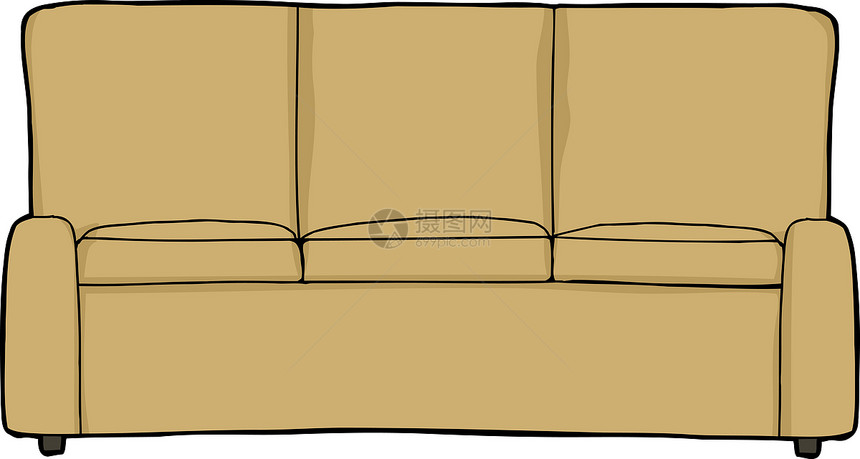 孤立的索法家具座位剪贴织物沙发布艺插图棕色图片