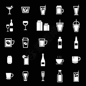 白酒图标黑色背景上的饮料图标插画