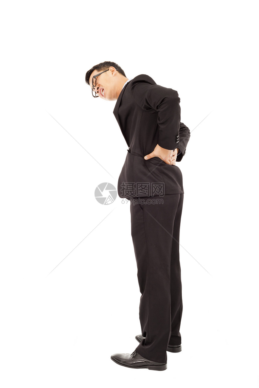 商务人士腰部疼痛肩膀商业工作室压力男人人士疾病焦虑弯头挫折图片