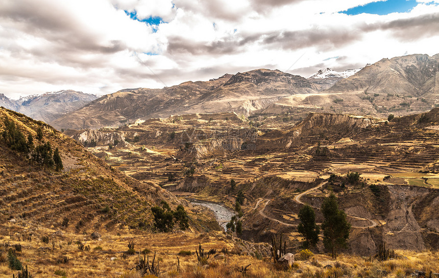 Colca 峡谷视图全景图片