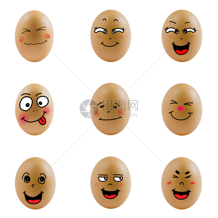 以快乐的脸蛋收集的鸡蛋情感乐趣食物朋友团体白色创造力微笑图片