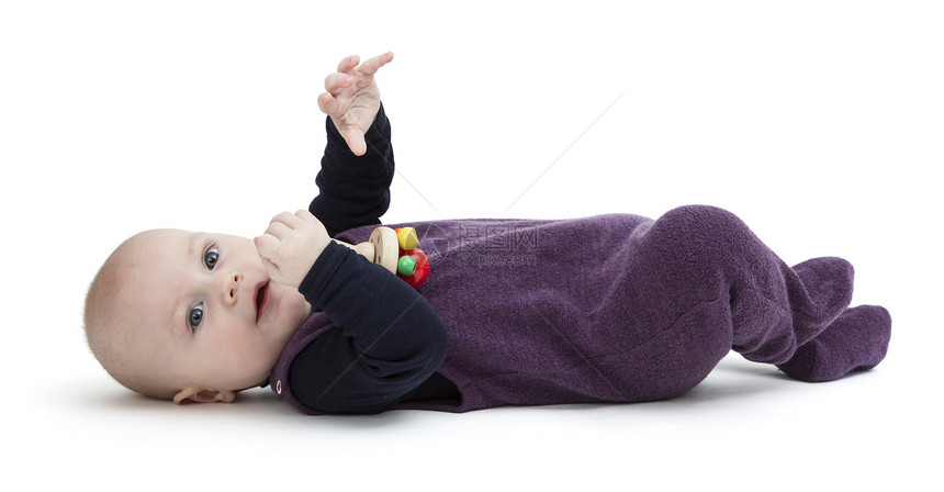 白色背景中孤立的游戏玩耍工具紫色婴儿玩具玩物木头哺乳期儿童木材薰衣草图片