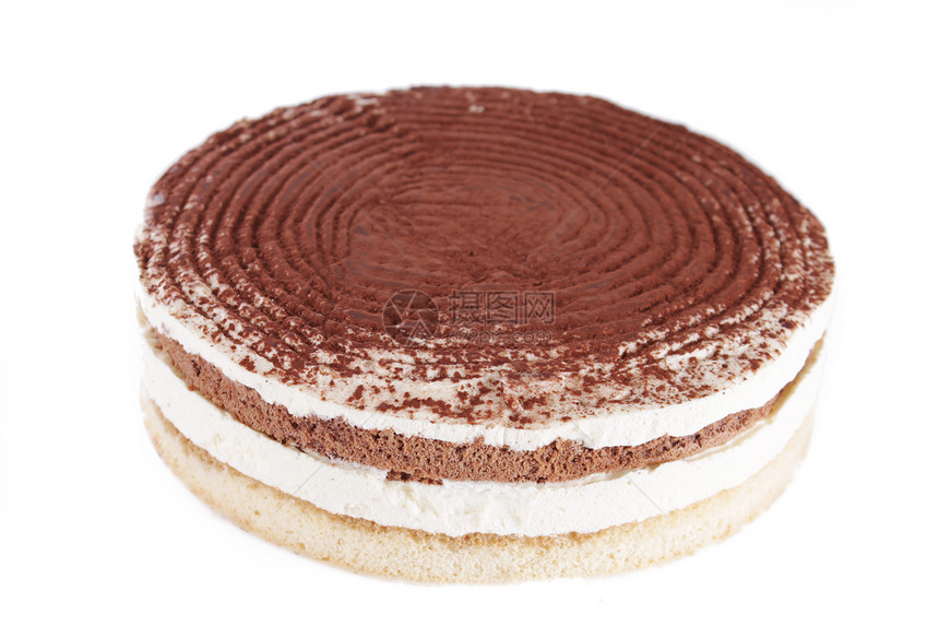 蒂拉米苏蛋糕面包奶油甜点食物圆形棕色白色巧克力饼干图片