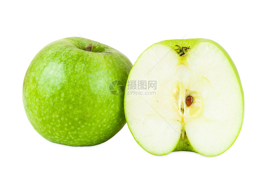新鲜绿苹果饮食食物水果绿色营养甜点白色活力果汁图片