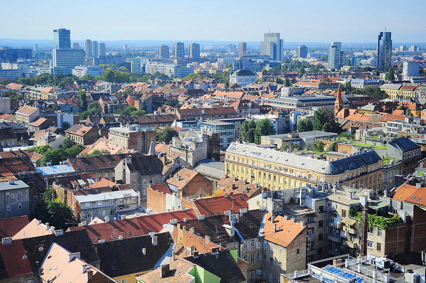 萨格勒布天线景观城市蓝色空气首都商业地标住宅地平线街道图片